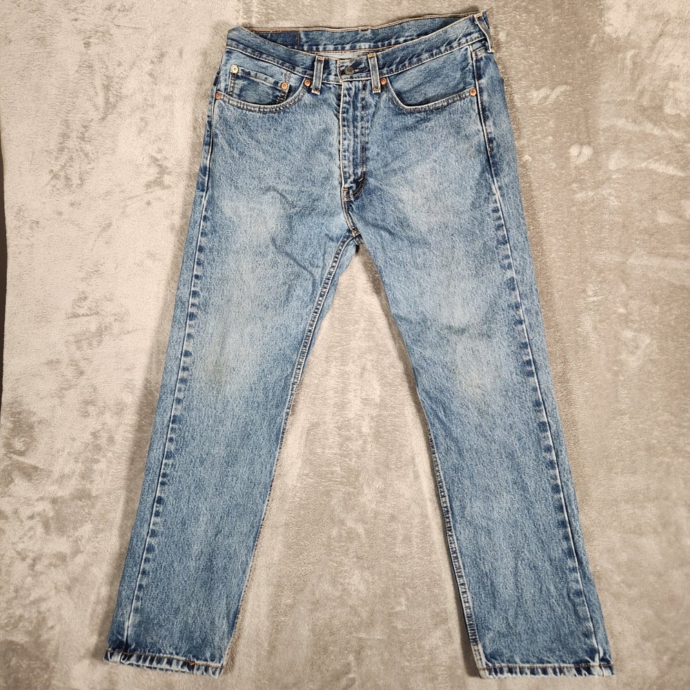 Levi's 505 Jeans Men's 34X30 Blue Original Fit Light Wash Button Fly Denim